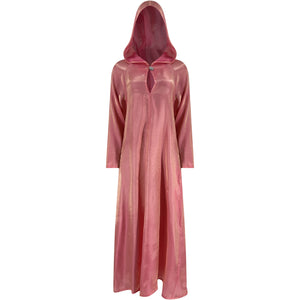 Pink and gold shimmer hooded gown