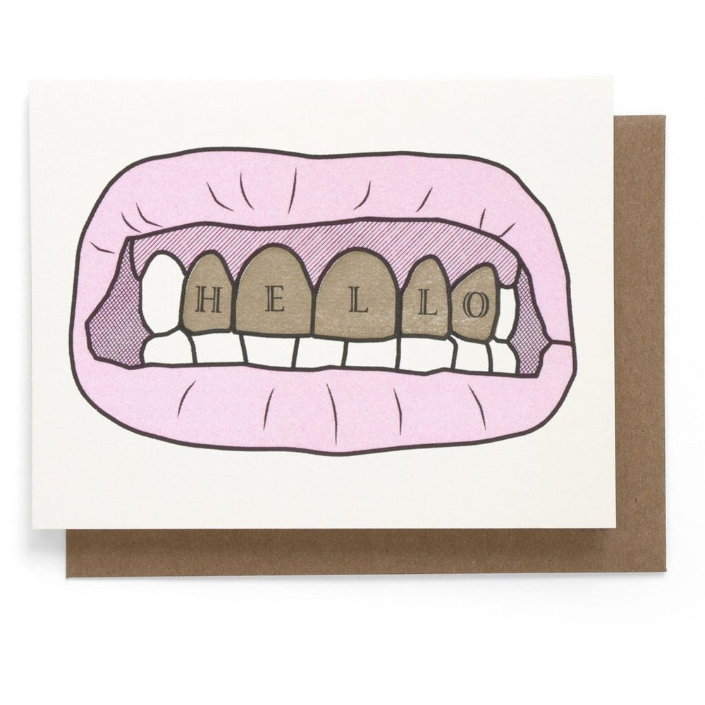 
            
                Load image into Gallery viewer, Gold grill note card
            
        