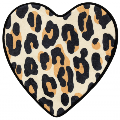 Leopard heart bath mat