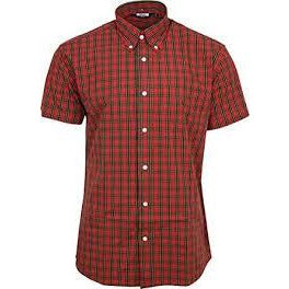 Mens Vintage Shirt - Classic Red Tartan Print