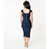 Barbie x Unique Vintage Navy Sheath Sensation Wiggle Dress