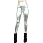 Silver metallic high waisted leggings