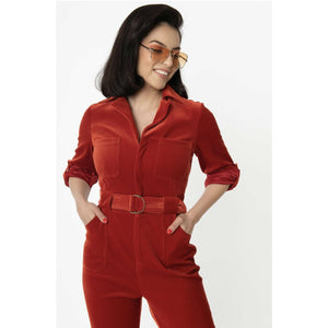 Rust Orange Corduroy Trixie Jumpsuit