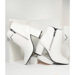 1960s Style White Leatherette Ankle Booties