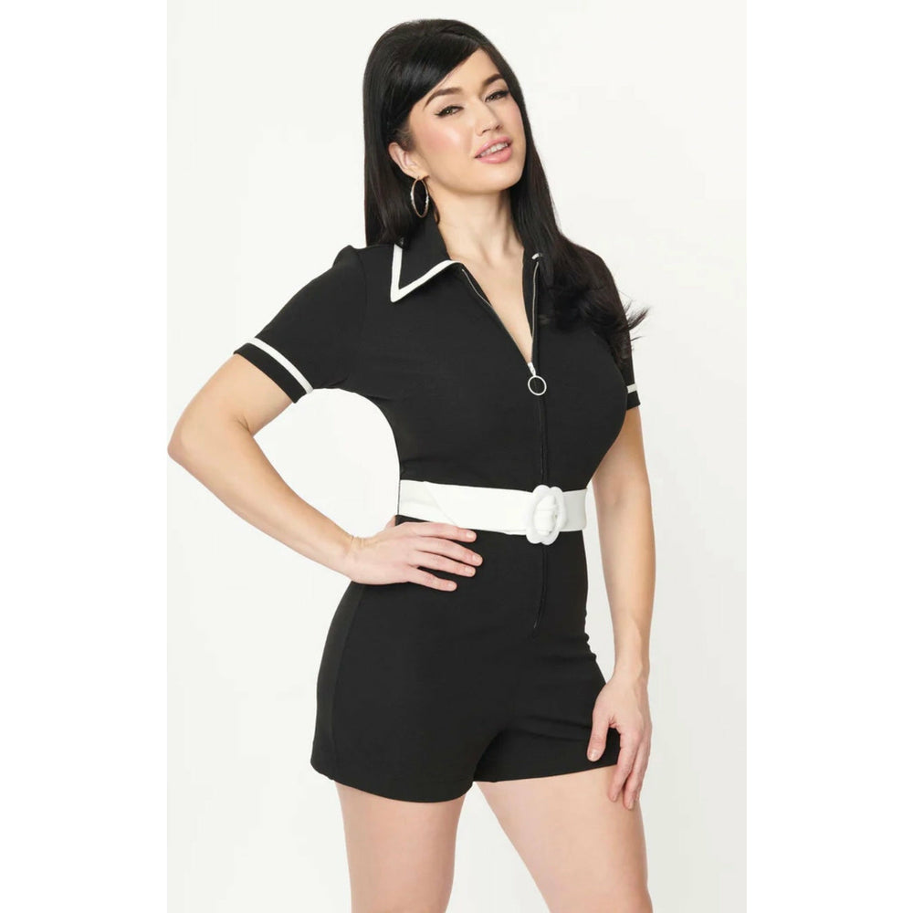 Smak Parlour Black & White Belted Romper