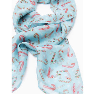 Unique Vintage Pin-Up Candy Cane Print Chiffon Hair Scarf