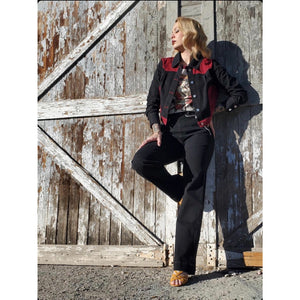 VOODOO VIXEN 50'S DENIM JACKET BLK/RED