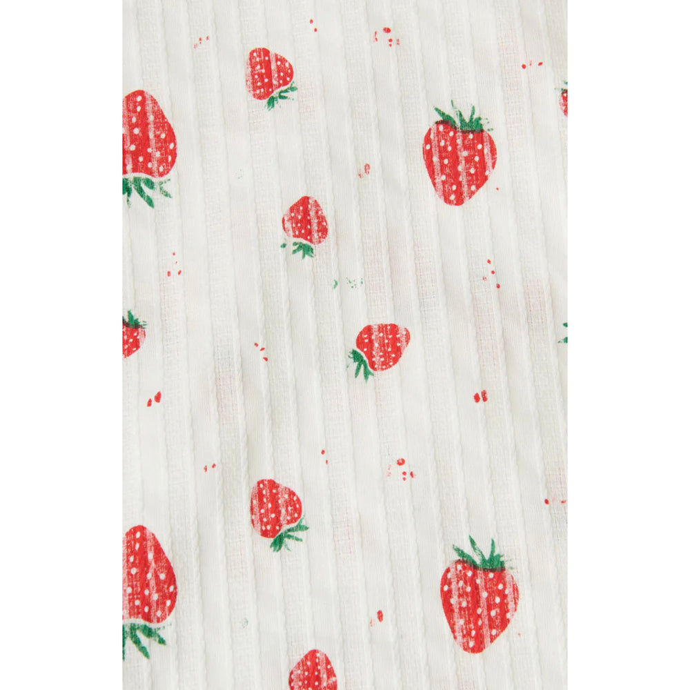 White & Red Strawberry Print Hair Scarf