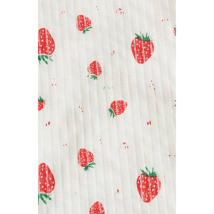 White & Red Strawberry Print Hair Scarf
