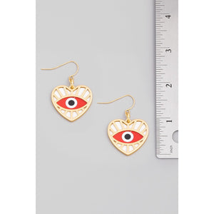 Evil Eye Heart Drop Earrings