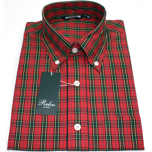 Mens Vintage Shirt - Classic Red Tartan Print