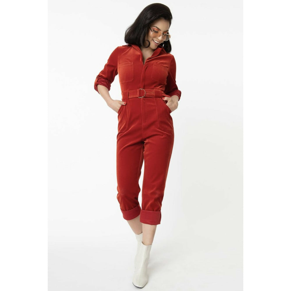 Rust Orange Corduroy Trixie Jumpsuit