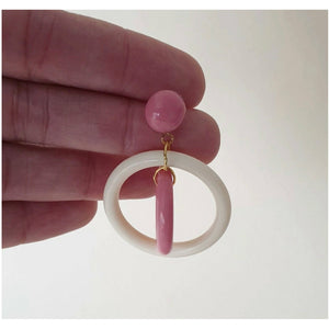 
            
                Load image into Gallery viewer, DOT Double Hoops - Baby Pink &amp;amp; Ivory
            
        