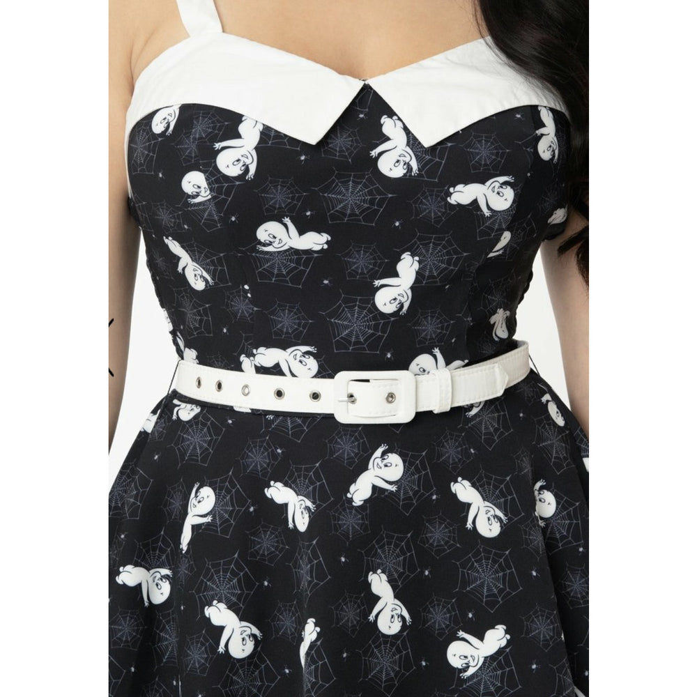 Casper x Unique Vintage Spiderwebs & Ghosts Rachel Swing Dress