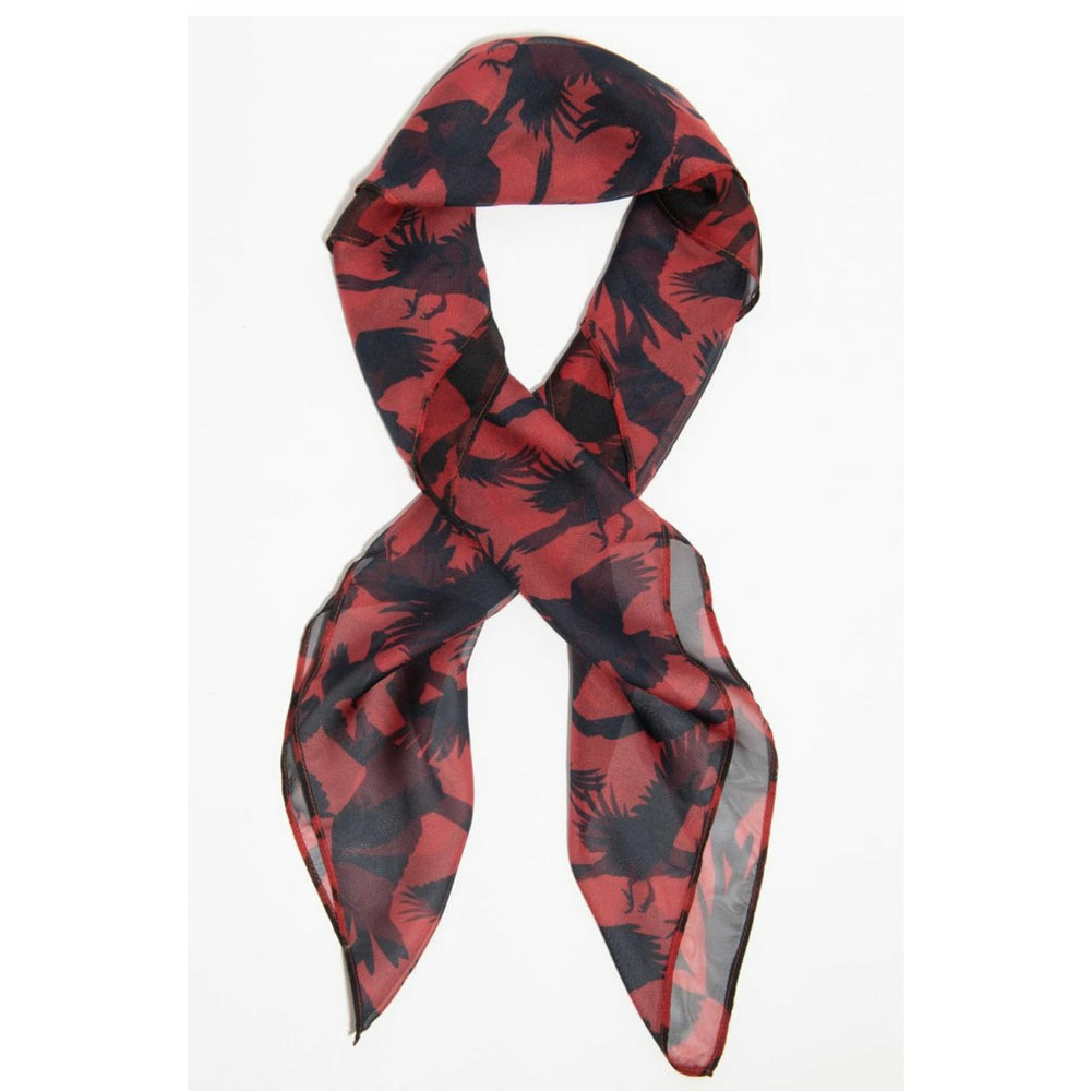 The Birds x Unique Vintage Red & Black Birds Print Hair Scarf