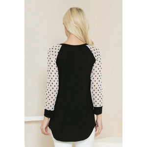 Polka Dot Mesh Baseball Tee