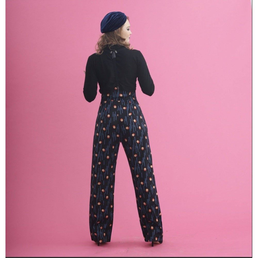 Rosie Blue Print- High Waisted Trousers.
