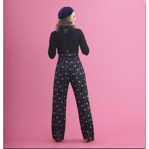 Rosie Blue Print- High Waisted Trousers.