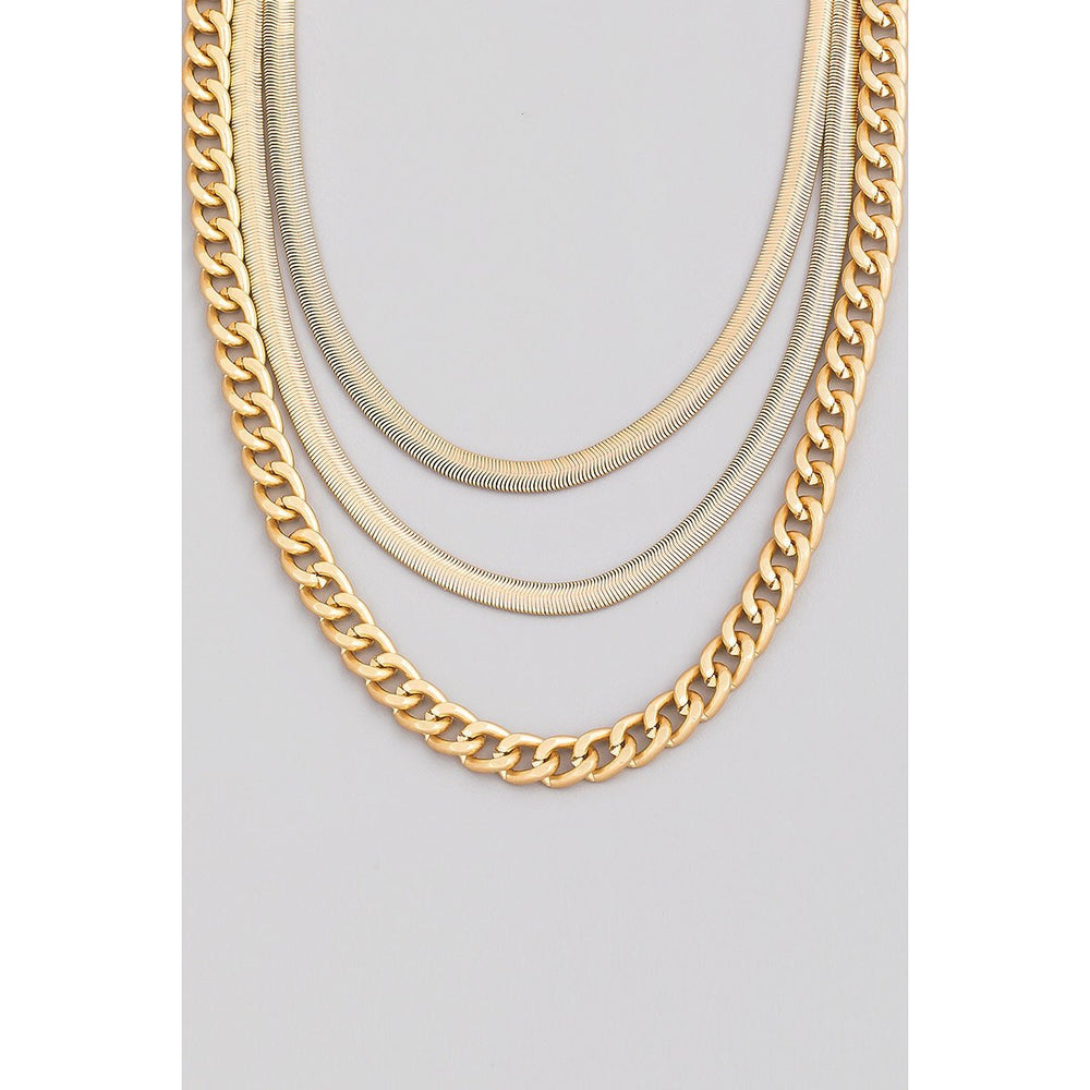 Layered Herringbone Chain Necklace