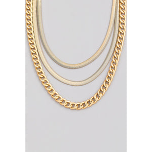 Layered Herringbone Chain Necklace
