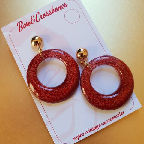 Amelia lucite confetti hoop earrings - Rust