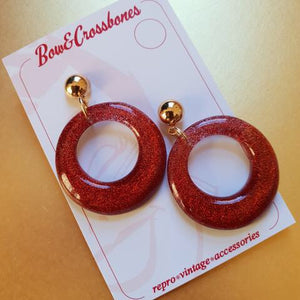 Amelia lucite confetti hoop earrings - Rust